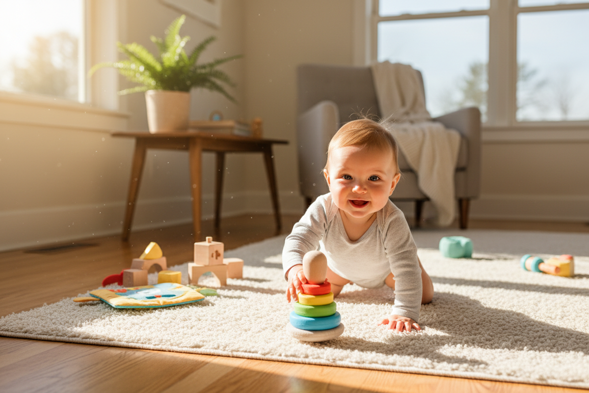Bébé explorant en rampant
