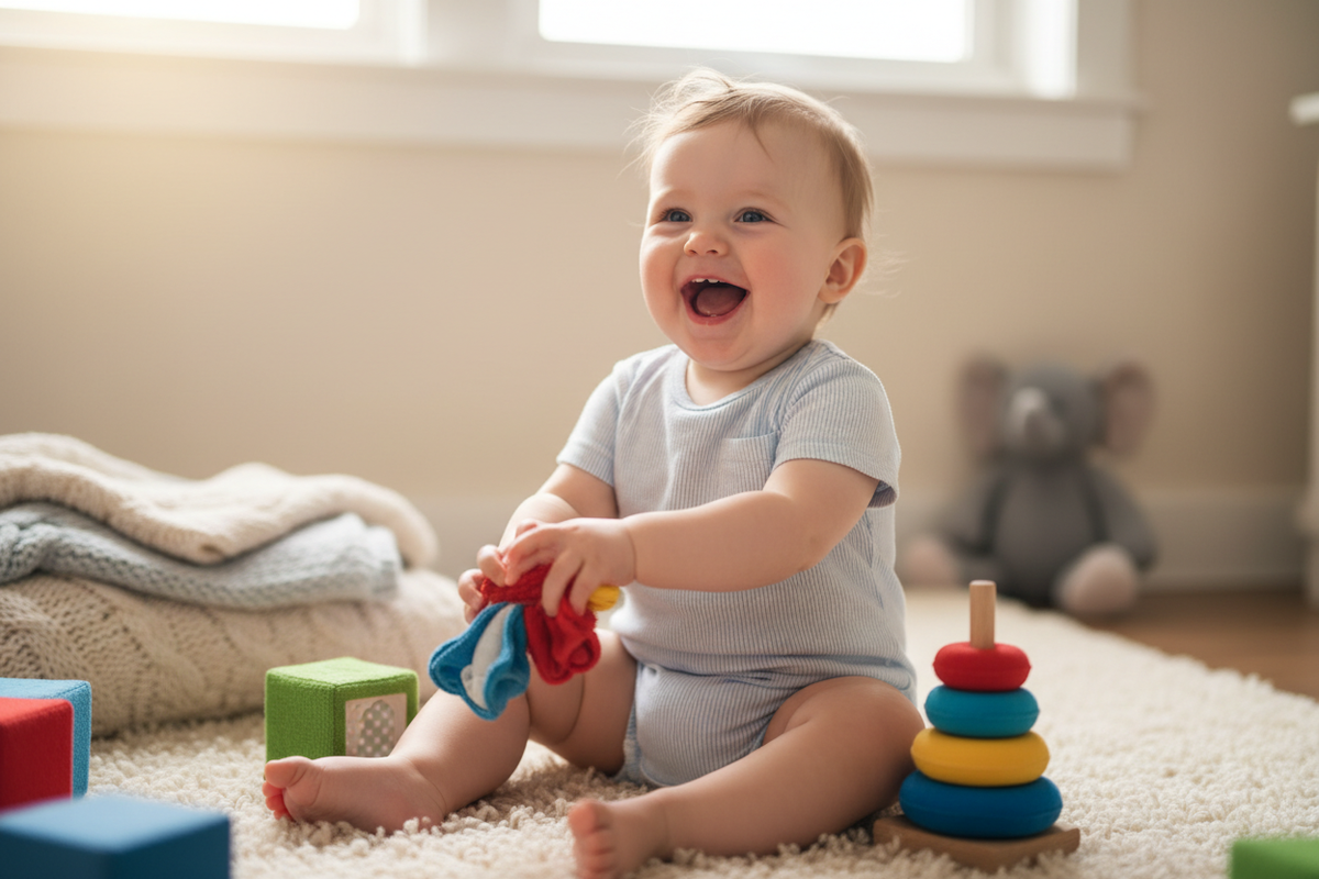 Bébé qui rigole en jouant
