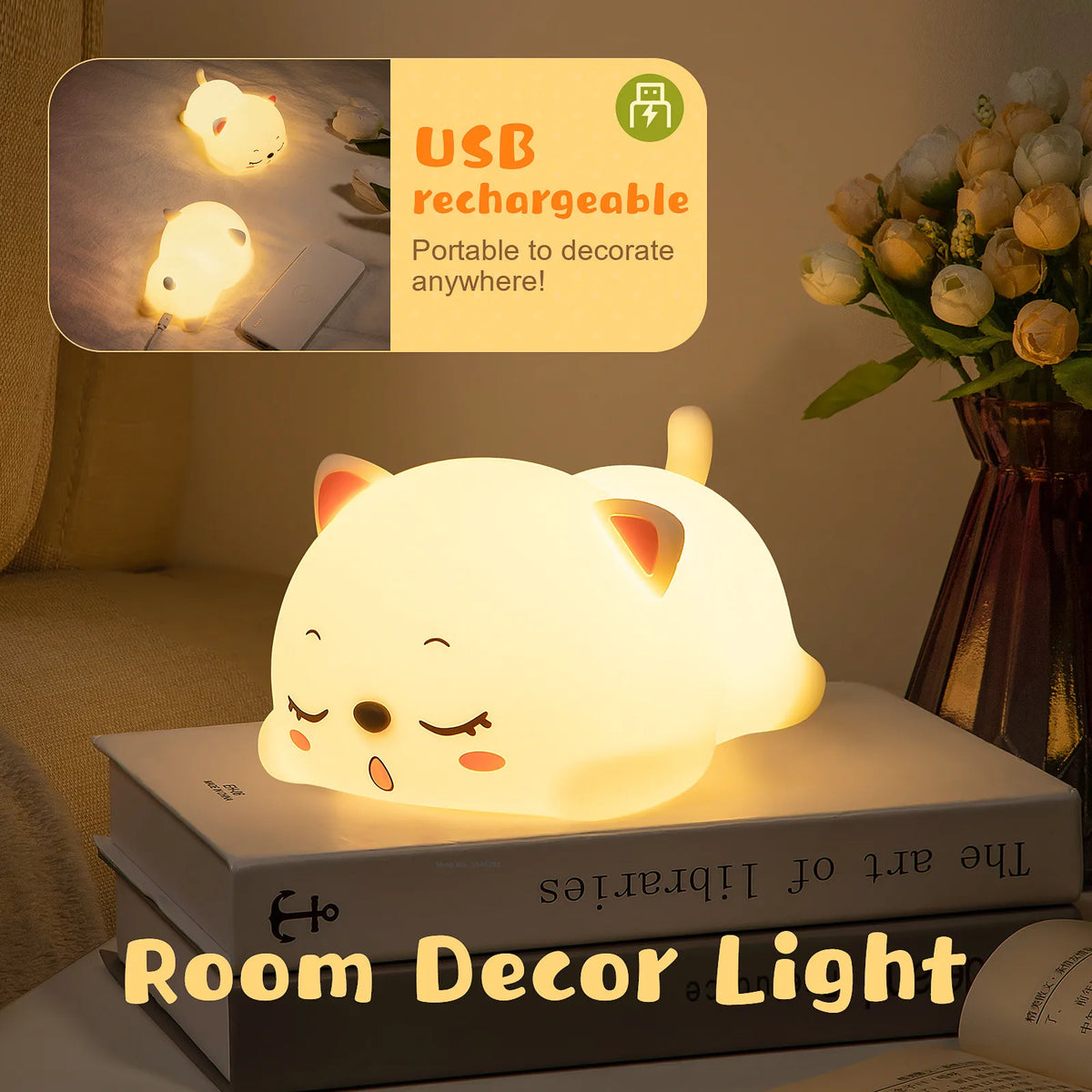 Magnifique Lampe de chevet en forme de chat pour bebe enfants